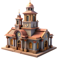wonderful abstract Historical Building with Clock Tower Transparent Background authentic png