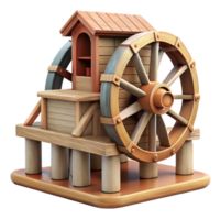 serene traditional Historic Watermill Paddle Wheel Motion Cutout Element high resolution png