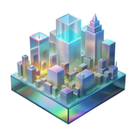 extraordinary classic Holographic Projection Cityscape Transparent Background detailed png
