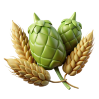 serene rustic Hop Cones and Barley Ears Isolated Element professional png