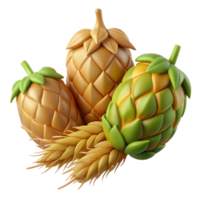 impressive abstract Hop Cones and Barley Ears Isolated Element png