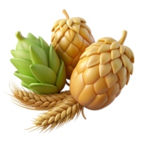 vibrant abstract Hop Cones and Barley Ears Isolated Element exclusive png