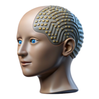 serene modern Human Head with Binary Code Stream Isolated Element high resolution png