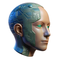 beautiful abstract Human Head with Circuit Board Texture Isolated Element high resolution png