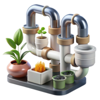 serene minimalist Hydroponic System Components Pipes and Fittings Isolated Transparent Background high quality png