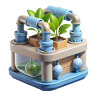 magnificent modern Hydroponic System with Water Pump Top View Transparent Background high quality png