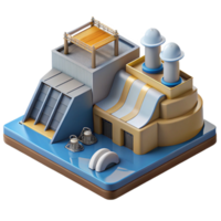 elegant minimalist Hydropower Plant Diagram Schematic View Cutout detailed png