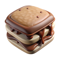 wonderful artistic Ice Cream Sandwich Chocolate Drizzle Transparent Background original png