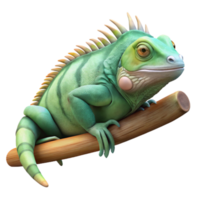 wonderful vintage Iguana Resting on Branch Cutout high resolution png