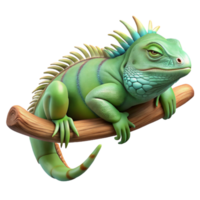 wonderful classic Iguana Resting on Branch Cutout high resolution png
