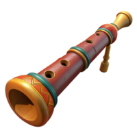 elegant creative Indigenous Flute with Carvings Isolated on Transparent Background professional png