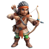 extraordinary rustic Indigenous Hunter with Bow and Arrow Isolated Element premium png
