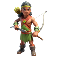 dramatic modern Indigenous Hunter with Bow and Arrow Isolated Element high quality png