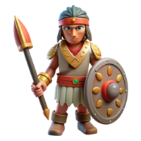 extraordinary modern Indigenous Warrior with Shield and Club Isolated Element premium png
