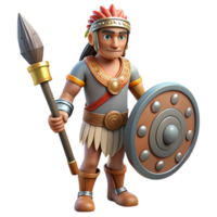vibrant artistic Indigenous Warrior with Shield and Club Isolated Element professional png