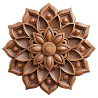 serene modern Intricate Wood Carving Floral Pattern Transparent Background authentic png