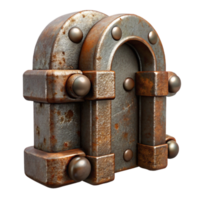 vibrant minimalist Iron Gate Hinge with Rust Effect high quality png