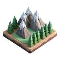 stunning abstract Isometric Mountain Range with Pine Trees Isolated authentic png