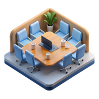 elegant modern Isometric Online Conference Room Transparent Background original png