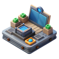 impressive abstract Isometric Online Gaming Platform Transparent Background high resolution png