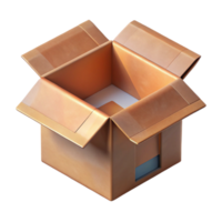 beautiful classic Isometric View of Open Cardboard Box Transparent Background genuine png