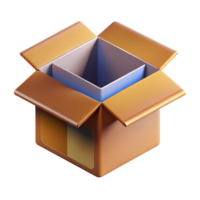 elegant rustic Isometric View of Open Cardboard Box Transparent Background professional png