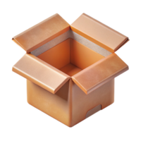 elegant modern Isometric View of Open Cardboard Box Transparent Background detailed png