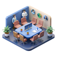 impressive classic Isometric Virtual Meeting Room with Avatars Cutout authentic png