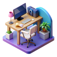 wonderful artistic Isometric Vr Workspace Isolated png