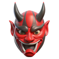 beautiful rustic Japanese Festival Mask Oni Red and Black Transparent Background professional png