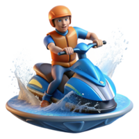 impressive vintage Jet Ski Rider Splashing Water Dynamic Angle Cutout high quality png