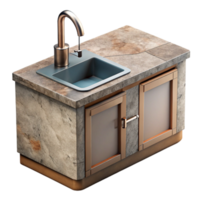 wonderful rustic Kitchen Countertop with Sink Cutout Element detailed png