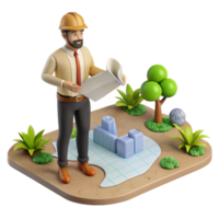 beautiful rustic Landscape Architect with Plans Transparent Background high resolution png