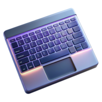beautiful artistic Laptop Keyboard Top View with Backlit Keys Cutout on Transparent Background high resolution png