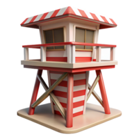 stunning abstract Lifeguard Tower Red and White Stripes Transparent Background authentic png