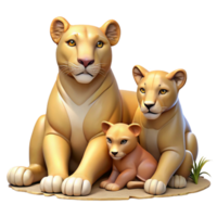 stunning abstract Lioness and Cubs Resting Shade authentic png
