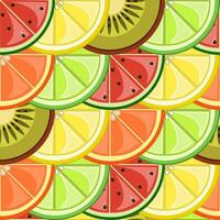 Seamless colorful pattern with slices of fruits vector