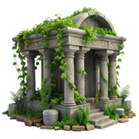 extraordinary vintage Lost Temple Ruins Overgrown Vines Transparent Background exclusive png