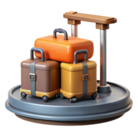 impressive artistic Luggage Carousel with Suitcases Isolated Element authentic png