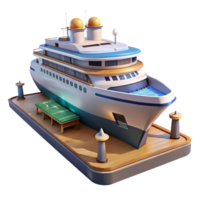 vibrant rustic Luxury Cruise Ship at Dock Side View Cutout png