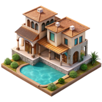impressive abstract Luxury Villa with Pool Aerial View Transparent Background detailed png