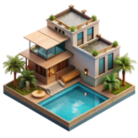 beautiful abstract Luxury Villa with Pool Aerial View Transparent Background authentic png