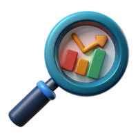 beautiful contemporary Magnifying Glass with Financial Chart Isolated exclusive png