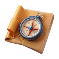 extraordinary rustic Map and Compass Isolated on Transparent Background high quality png