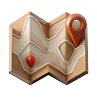 stunning abstract Map Folded Top View Isolated detailed png