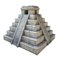 vibrant contemporary Mayan Pyramid Stone Texture Front View Transparent Background high resolution png