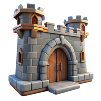 dramatic abstract Medieval Castle Gatehouse Fortified Walls Transparent Background high quality png
