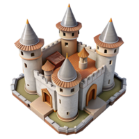 impressive vintage Medieval Castle Keep High Angle View Transparent Background png