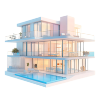 Modern house with pool transparent background png