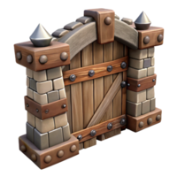 magnificent traditional Medieval Fortress Gate Heavy Wood Transparent Background premium png